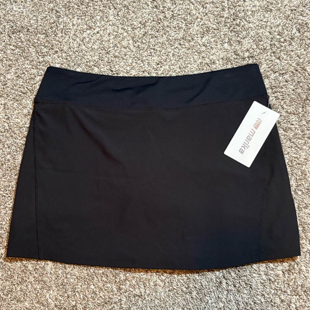 Marika Jet Black Performance Athletic Skirt - Skort
